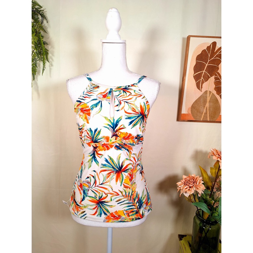 Ellen Tracy Women's Tankini  Size 10 Multi-Colored Floral
